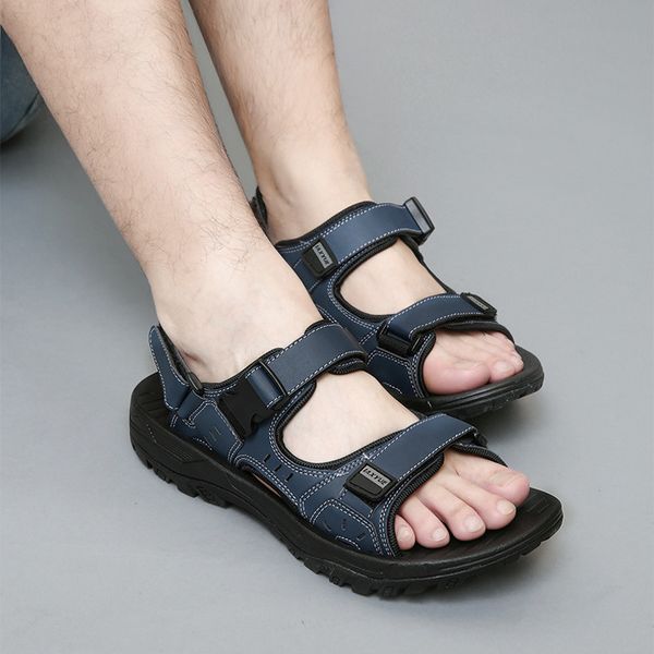 

2019 summer leather sandals men sports shoes beach two wear slippers male shoes breathable outdoor sandalias hombre large 38-45