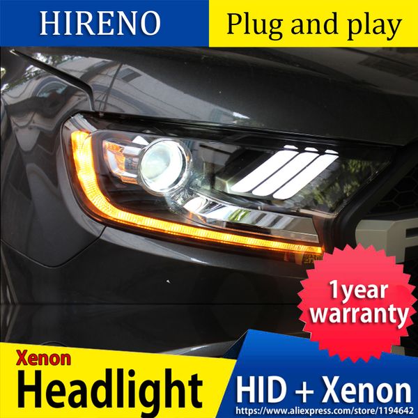

car styling head lamp case for ranger 2013-2015 headlights led ranger headlight drl lens double beam bi-xenon hid