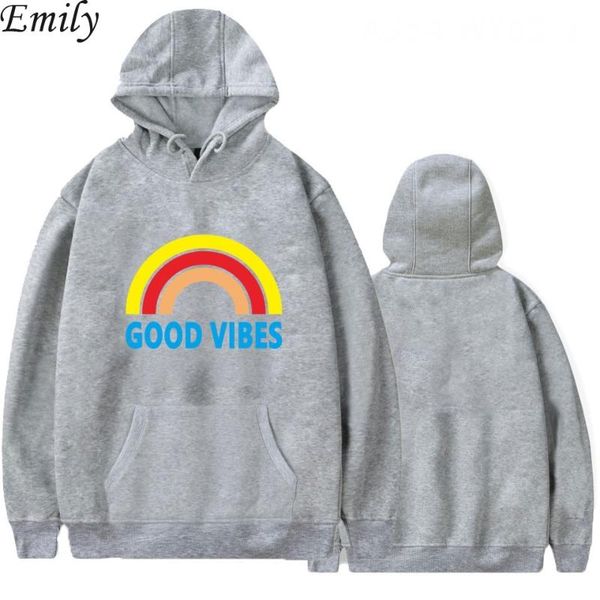 

women's good vibes hoodies femme 2020 long sleeve casual graphic clothes cotton oversized funny sweatshirt women cartoon s-4xl, Black