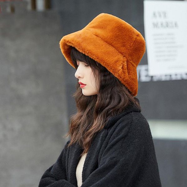 

faux fur bucket hat for women girl solid thickened soft warm winter lady fishing cap outdoor vacation hat cap lady panama, Blue;gray