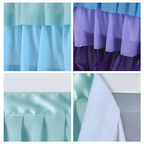 

white tulle ruffled table skirt decoration for rectangle round table 5-layer