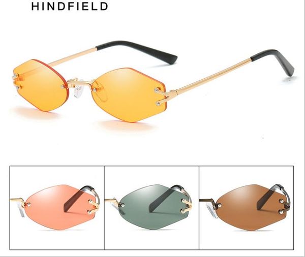 

trendy fashion hexagon frameless sunglasses small frame sunglasses, White;black