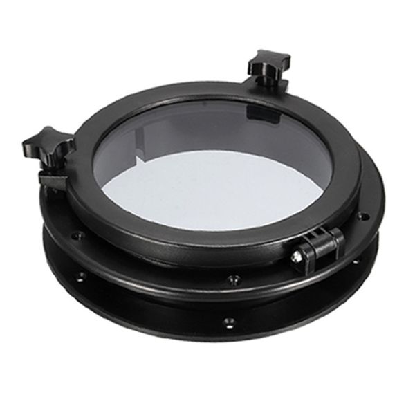

10.5 дюймовый 265mm лодка круг круглый иллюминатор окно с черным abs пластик обрезка порт hole закаленное стекло