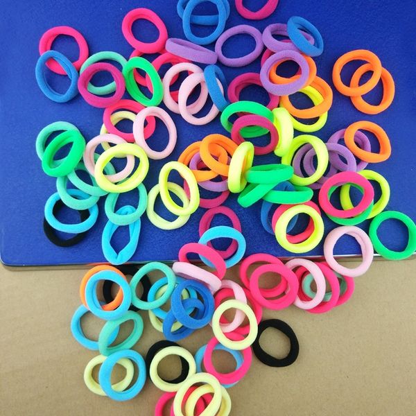 

colorful children's leather cover 2.5cm towel hair ring 100 pieces in sky towel rubber band bag rubber band, Slivery;white