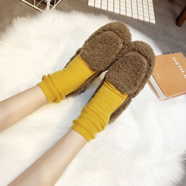 

women loafers fashion furry slip on shoes flats platform shoes casual female black ladies leisure shoe zapatos de mujer y18-03