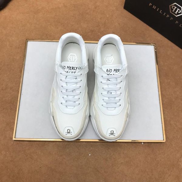 

new style luxury men's casual sports basketball shoes fashion brand men's shoes platform autumn and winter style design skull patt, Black