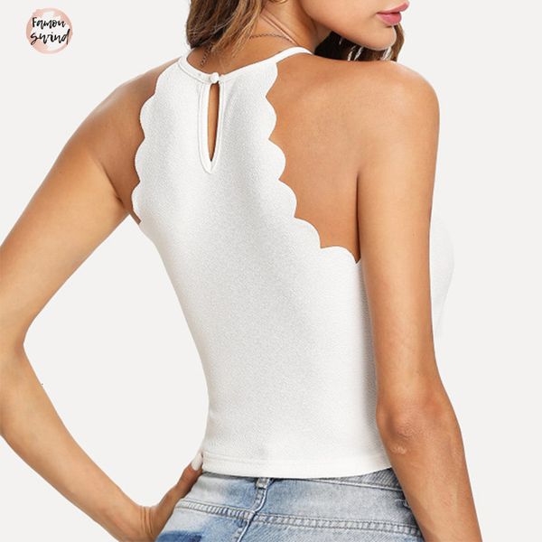 

холтер crop top женщина 2019 лето тощего tight бюстье crop top tee shirt живот sexy танец топы жилет топы, White