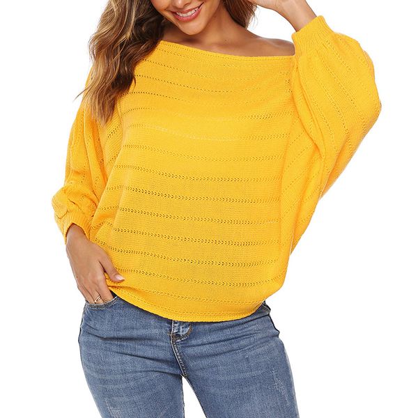

off-the-shoulder solid color pullover sweater 2019 autumn and winter fashion casual long sleeve sweaters, White;black
