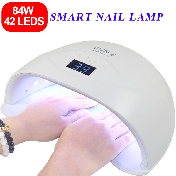 

sun8 84/54/36w nail dryer lcd display 42/36/12 lamp beads intelligent timing uv for curing gel polish auto sensing lamp for nail
