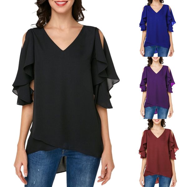 

women fashion long sleeve office lady chiffon blouse shirt shirt ladies pullover 2019 new plus size, White