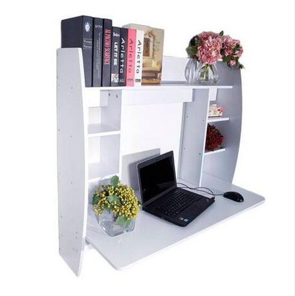 

wholesales us stock exquisite room-saving wall built-up computer desk white