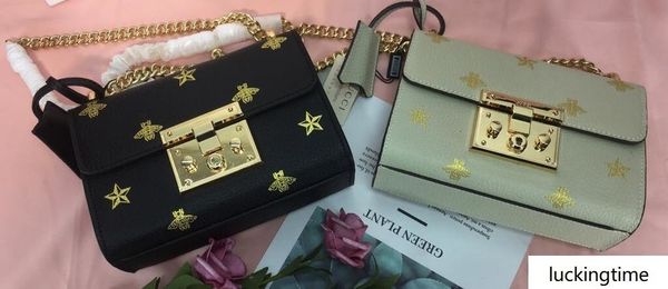 

432182 luxury black white designer bee genuine leather custom made chain shoulder strap woman handbag size 20x15.5x5cm