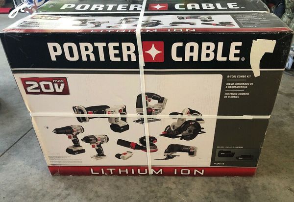 

New porter cable pcck6118 20v max li ion 8 tool combo kit with tool bag