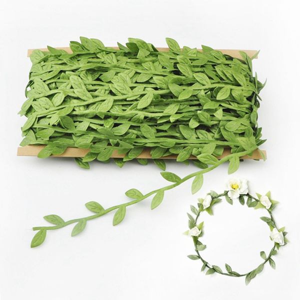 

new simulation leaves diy garland decoration accessories green leaf cane handmade artificial flower party festival decor