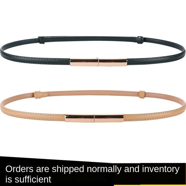 

leather versatile buckle women's leather thin dress dress belt versatile buckle women's thin belt, Black;brown