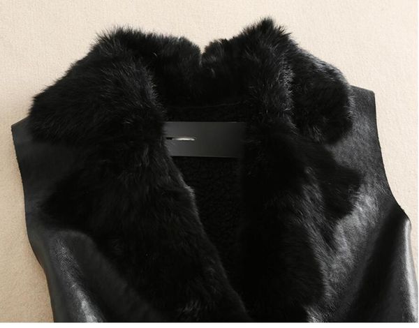 

2019 winter fashion sleeveless pu vest women plus velvet pu leather slim jacket plus size, Black;white