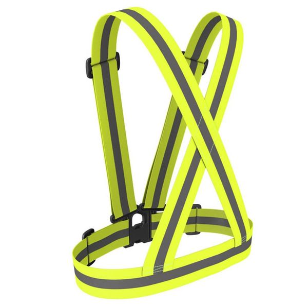

adjustable waistcoat tank safety outdoor sportswear reflective vest men women 15mm wide elastic strap high visibility, Black