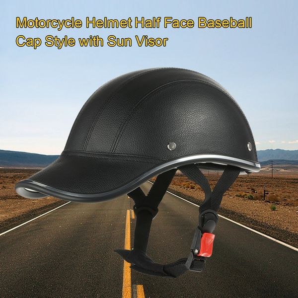 

motorcycle helmet half face baseball cap style with sun visor