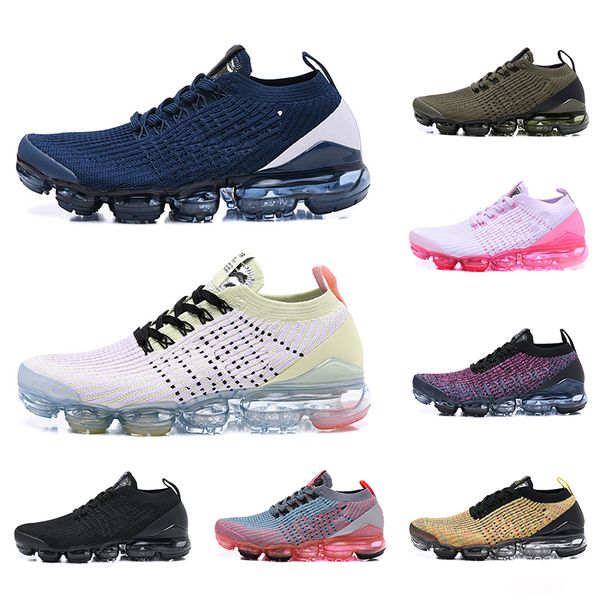 

2019 new fly 3.0 men women running shoes triple black white blue knit 3s jogging sneakers designer sport shoes 36-46