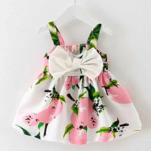 

2018 new summer dress baby fashion 100% cotton cute sling small striped bow t-shirt female baby dress