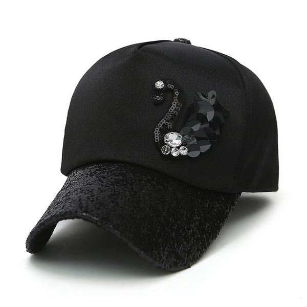 

женская весна и лето блестящей бейсболка с блестящими блестками rhinestone изогнутого козырьком snapback hat black, Blue;gray