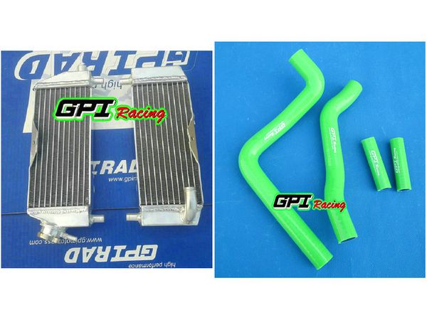 

r&lh radiator +green hose for kx250 kx 250 05 06 07 2005 2006 2007 2stroke