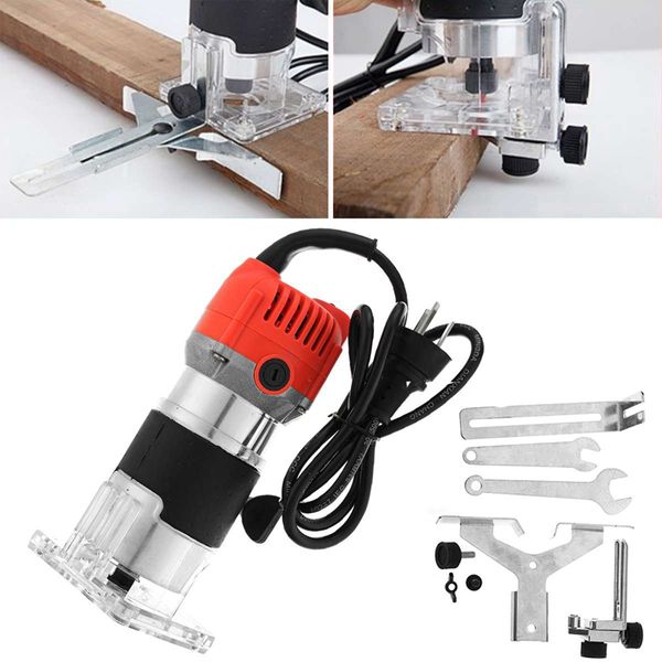 

800w 220v 30000rpm electric hand trimmer wood router laminate 6.35mm durable motor diy carving machine woodworking power to
