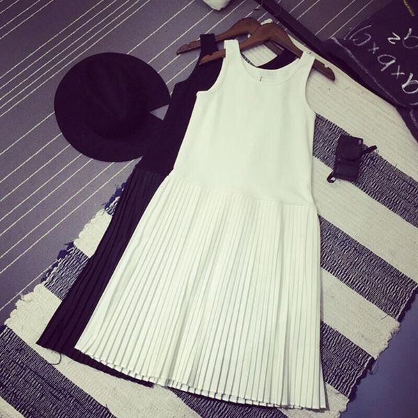 

autumn and winter female basic spaghetti strap a-line underskirt medium-long sleeveless pleated chiffon patchwork vest full slip, Black;red
