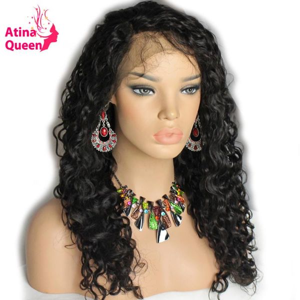 

human hair wigs atina queen wet and wavy 180 density lace front with baby pre plucked hairline natural black for women remy