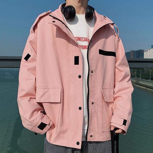 

spring mens safari style autumn jacket loose pink beige black coat outwear boys jackets large size m-5xl c7, Black;brown