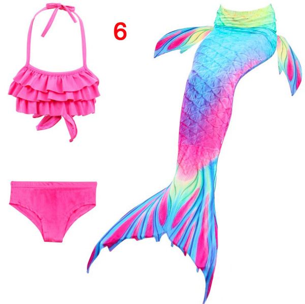 

children's new mermaid swimsuit mermaid tail swimsuit mermaid swimwear bikini kids swimming 3 piece set zipper 23 styles gift, White;black