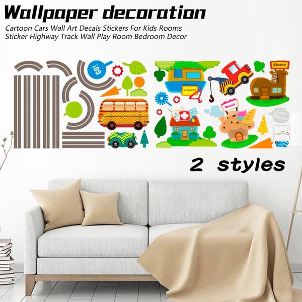 

diy cartoon car highway track wall stickers for kids children's bedroom decor wall art decals art decals