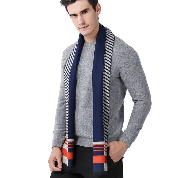 

new business and leisure geometry splicing men scarves cashmere scarf, Blue;gray