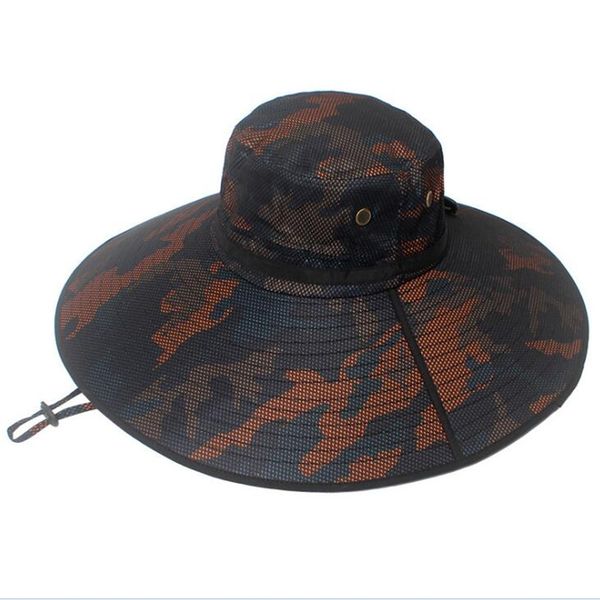 

mesh camouflage bucket hat wide brim fisherman hats camping cap waterproof mosquitos protection hat for women men