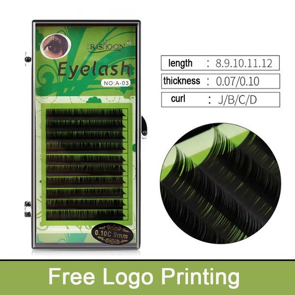 

logo printing individual flare eyelash extensions 8-12mm .07 .10mm silk eyelash extension soft material for salon supply