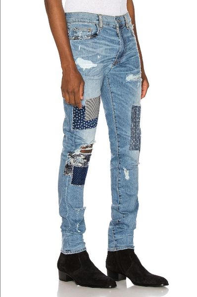 

fashion jeans men's designer 2020 summer trend stretch slim straight jeans denim trend men's casual pants wholesale--1, Blue