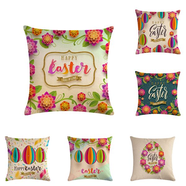 

pillow case 45*45 happy easter day throw pillow case sweet colorful egg full of love square cushion cover zy854