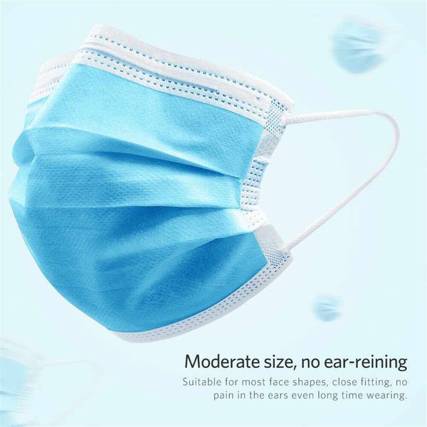 

ems epacket face mouth masks 3 layers dustproof facial protective cover masks anti-dust disposable salon earloop mouth mask party100pcs