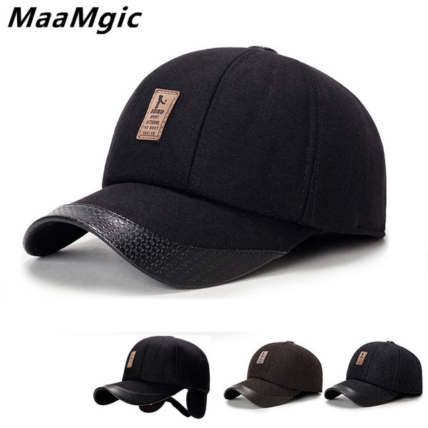

new men's winter baseball cap wool fur hat winter earmuffs protecting ear hats snapback casquette hat sports outdoors cap wholes, Blue;gray