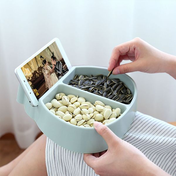 

3 style lazy snack bowl plastic double-layer living room melon tray candy box seeds bowl lazy fruit plate mobile phone bracket