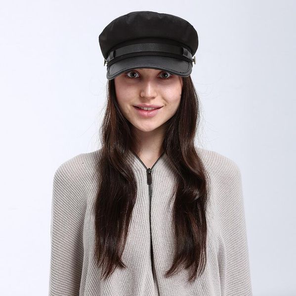 

captain sailor marine cap navy captain military pu cap for sailors cosplay military adjustable cotton bonnet xl, Blue;gray