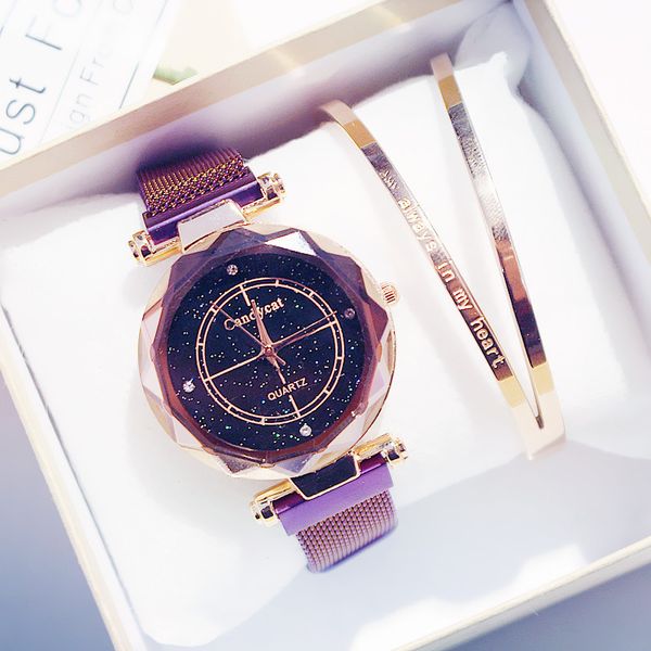 

women vintage magnetic starry sky watches female lady student quartz wrist watch simple clock zegarek damski gift, Slivery;brown