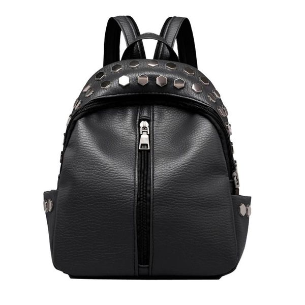 

vintage women's rivets leather backpack satchel travel school rucksack bag shoulder multifunctional bags