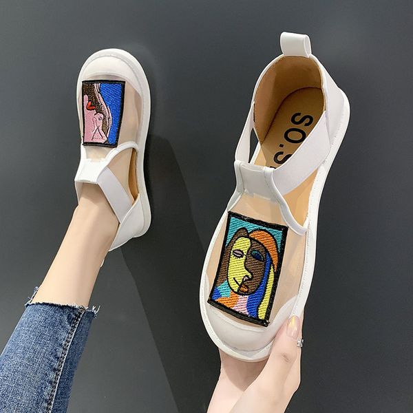 

lace denim women's clear heels all-match flat sandal shoe low sandals woman leather suit female beige shoes lady 2020 flower, Black