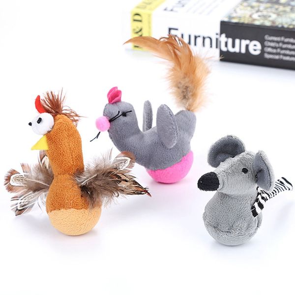 

2018 new pet cat dog toy plush tumbler false animals cat toys interactive teaser toy