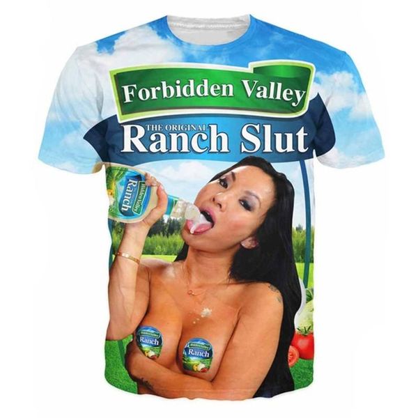

valley ranch slut men 's t shirt asa akira 3d print t shirt women men casual summer style tees plus size s-5xl, White;black