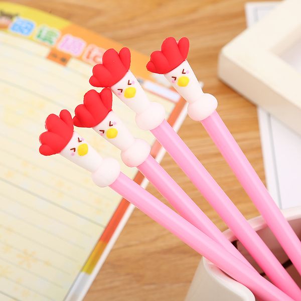 

40 pcs creative silicone red head rooster neutral pen cute cartoon student office signing pen