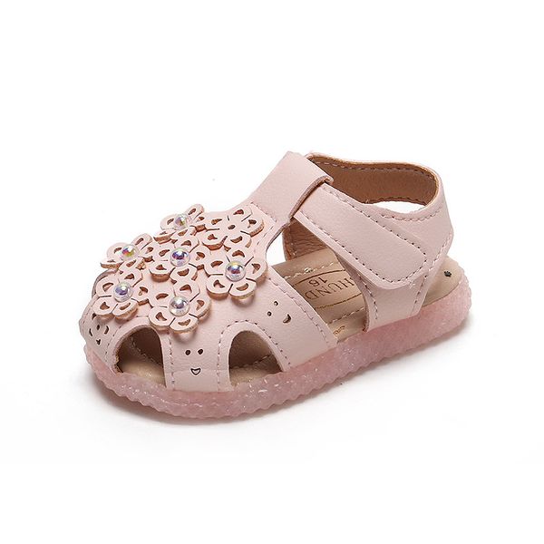 

new flat with pu upper toddler girls baby sandals fashion hook and loop style infant soft leather newborn babies walking shoes