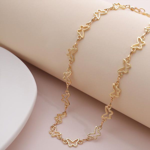 

trendy hollow golden butterfly clavicle choker necklace aesthetic chain necklace for woman friends jewelry wholesale, Golden;silver