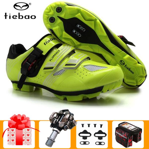 

tiebao cycling shoes add spd pedals cleat set sapatilha ciclismo mtb mountain bike men sneakers bicycle self-locking shoes, Black